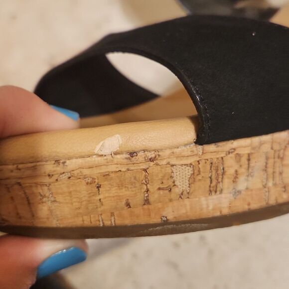 Ugg "Elena" Black Suede & Brown Leather Espadrille Wedge Heel Shoes Size 10 - Picture 8 of 12